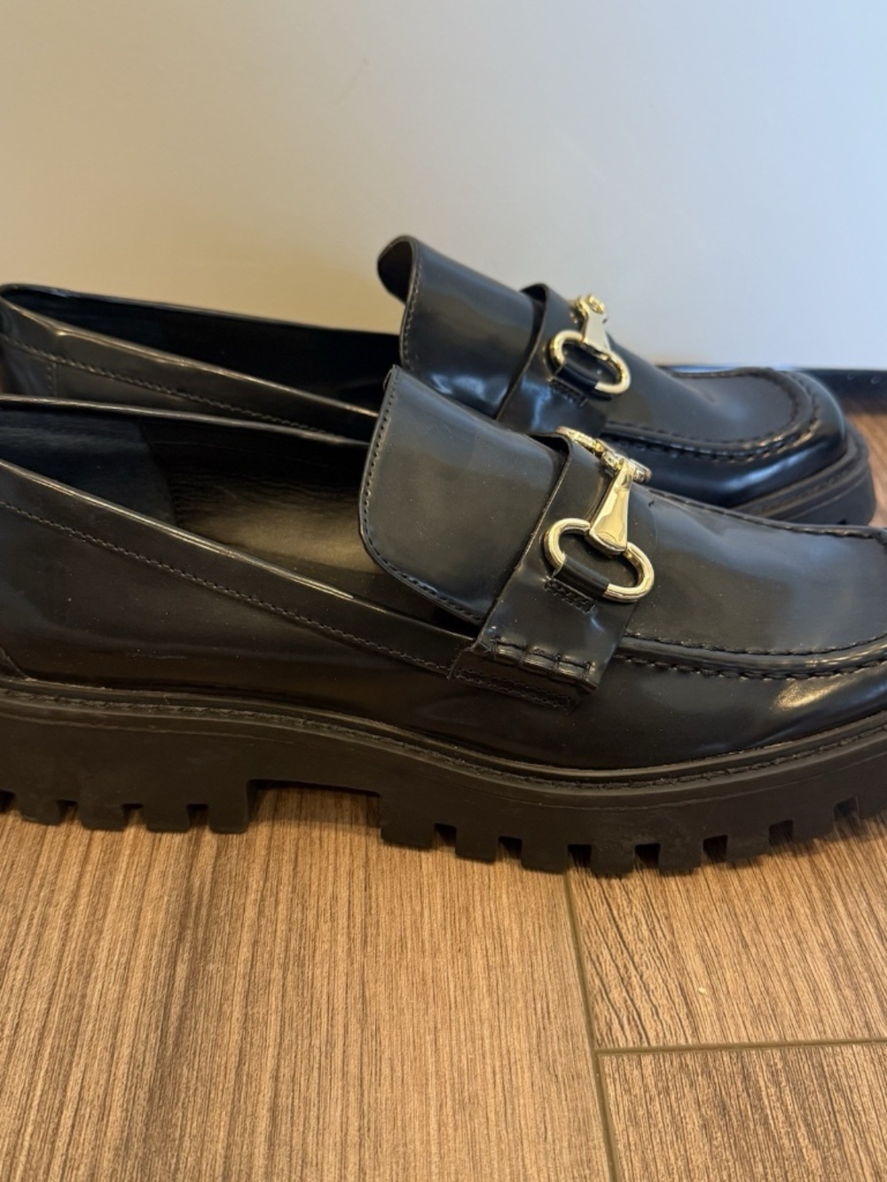 Open Edit Loafer Womens 9M Black Chunky Slip-On Lug Sole Bit Loafer - Picture 5 of 8